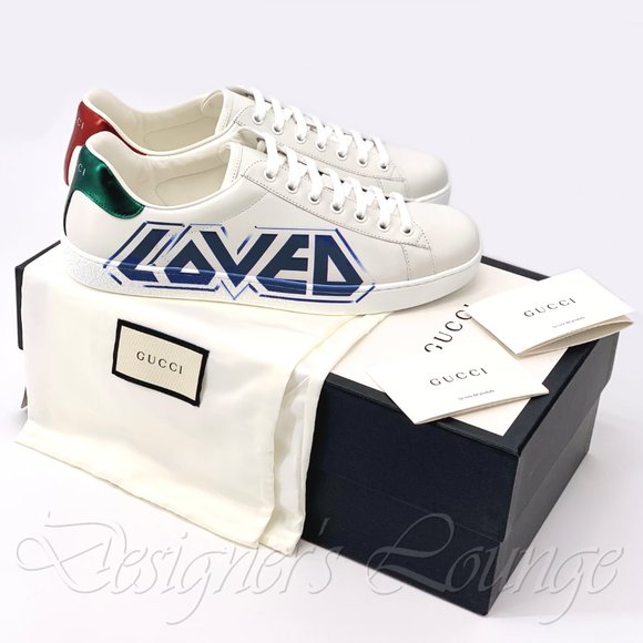 NEW GUCCI ACE Loved Print 11 G / US 11.5 White Leather Sneakers $790 Authentic - Picture 12 of 12